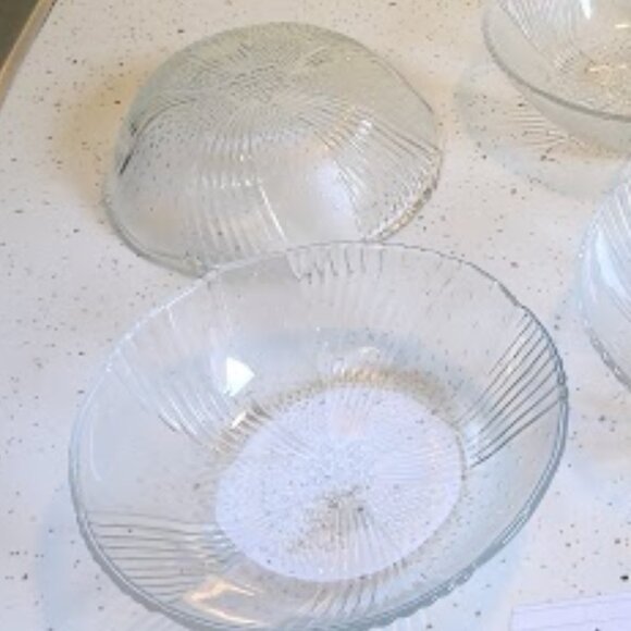 Vintage Libbey Harmony Clear Glass Bowl Set- Sculptured Leaf Bubble Design - Picture 3 of 5